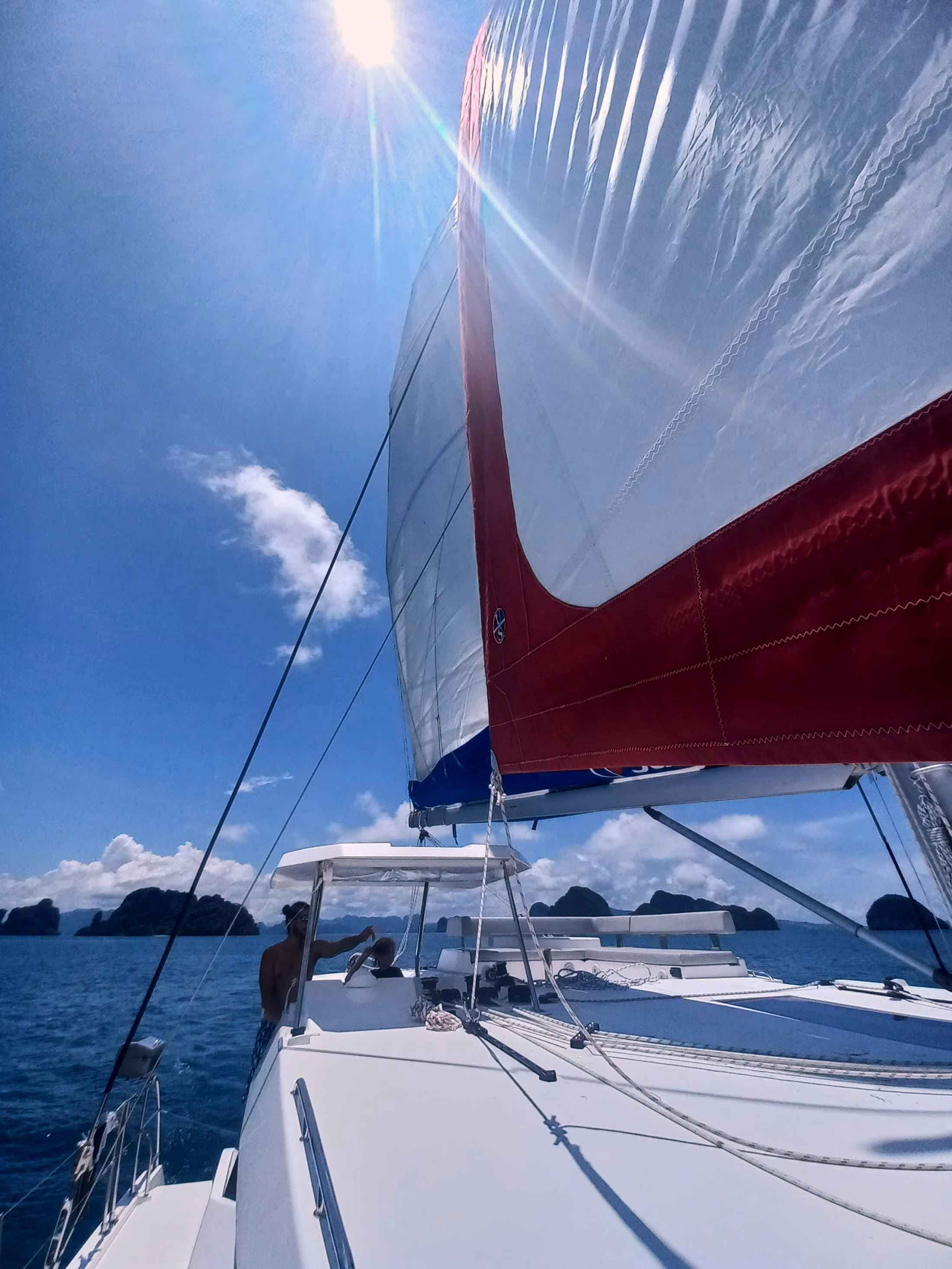 View of Ao Por Marina Phuket from the top of a yacht mast
